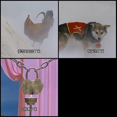 该梗图截取自中国长篇小说《西游记》中等师徒四人遇到了难题，要鸡吃完米，狗舔完面，火烧断锁，才可以下雨。格式为JPG，尺寸为1000x998px，文件大小为50.2kb。