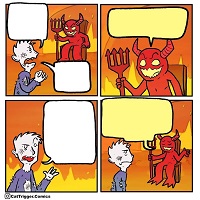 该插话梗图表是一男子下地狱了，然后问是什么原因下地狱的，evil魔鬼回答了他的问题。图片格式为JPG，尺寸为900x900px，文件大小为87.4kb。