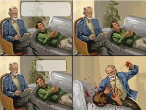 老人被年轻人言语激怒后开始殴打年轻人无水印梗图模板，格式为jpg，尺寸为844×644px，文件大小为54.6kb。用来表达自己被别人言语攻击后或者听到很让自己生气的话恶搞梗图制作。漫画版梗图