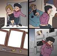 四格无水印梗图模板，格式为jpg，尺寸为800×790px，文件大小为97.4kb。Thai Political Crisis Breakup是一系列可利用的 网络漫画，讲述了一个男人因为梳妆台上的一张照片而决定不与女人发生性关系的故事。