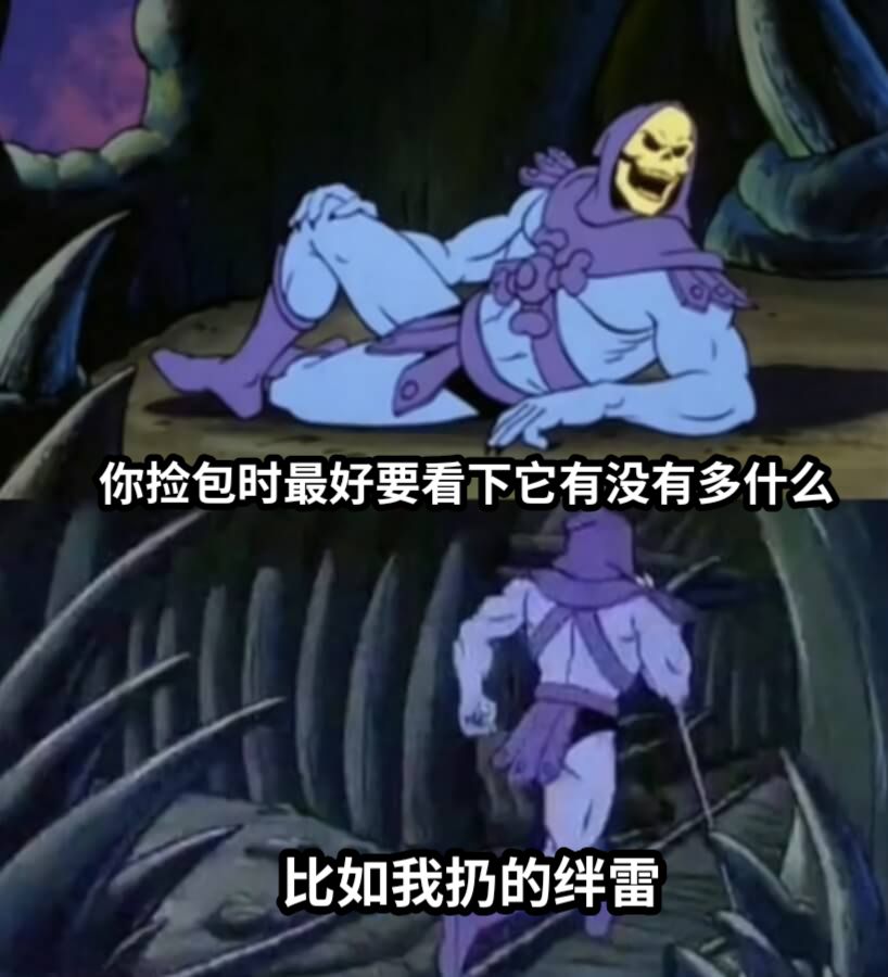 你捡包时最好要看下它有没有多什么比如我扔的绊雷