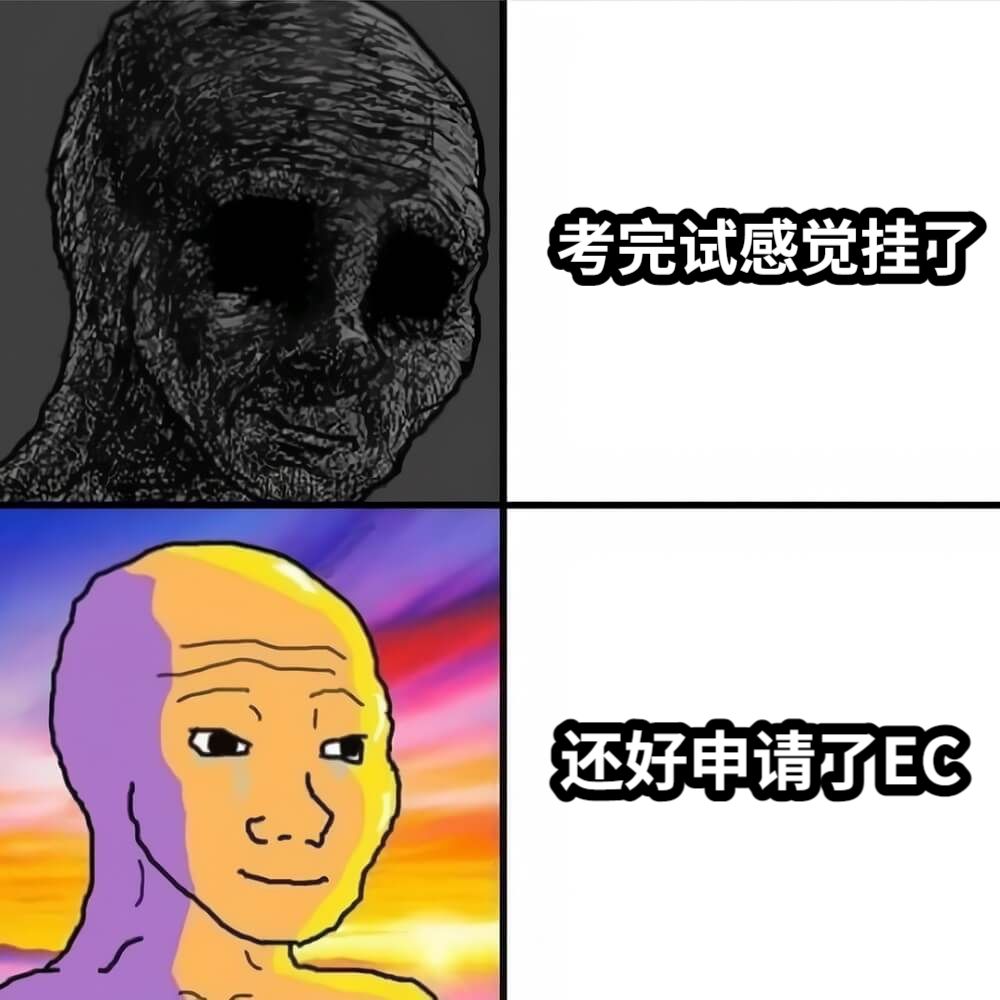 考完试感觉挂了还好申请了EC