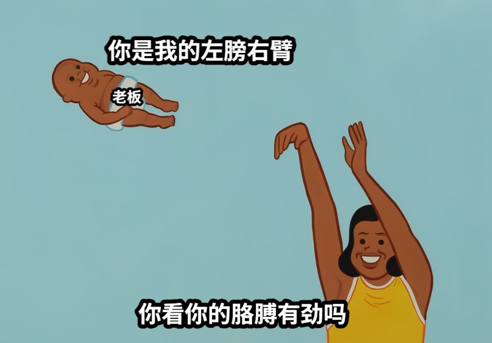 老板你是我的左膀右臂你看你的胳膊有劲吗