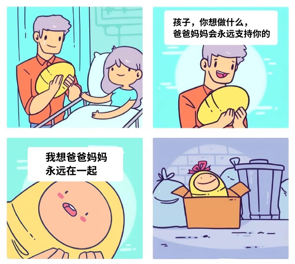 孩子，你想做什么，爸爸妈妈会永远支持你的我想爸爸妈妈永远在一起