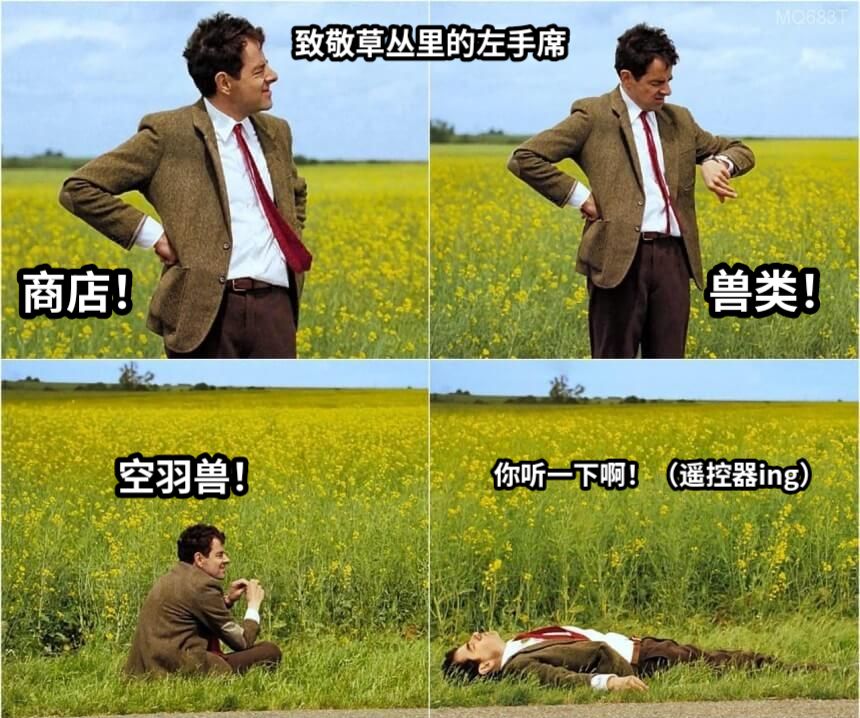 商店！兽类！空羽兽！你听一下啊！（遥控器ing）致敬草丛里的左手席