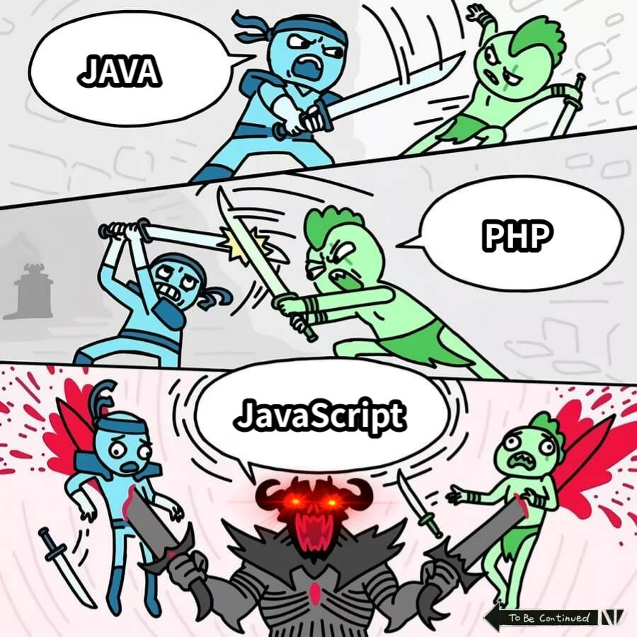 JAVA vs PHP vs JavaScript-网友制作的MEME梗图