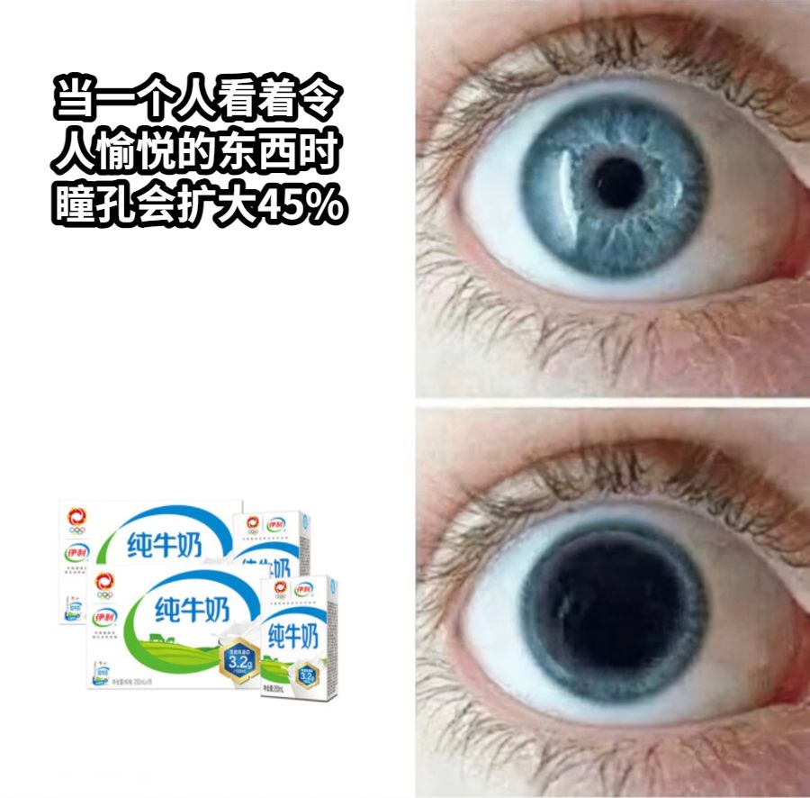 当一个人看着令人愉悦的东西时瞳孔会扩大45%