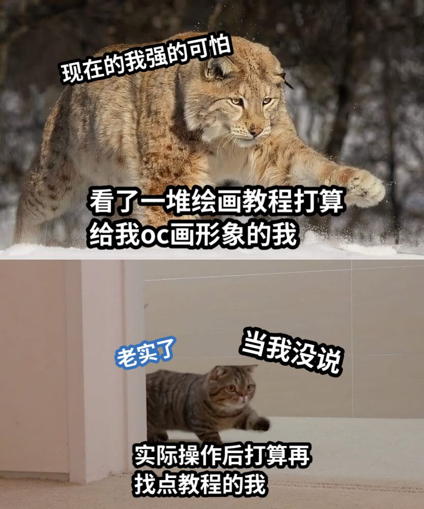 看了一堆绘画教程打算给我oc画形象的我实际操作后打算再找点教程的我现在的我强的可怕当我没说老实了