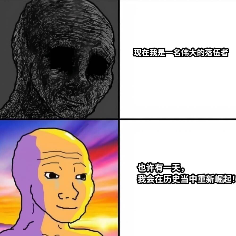 现在我是一名伟大的落伍者也许有一天，我会在历史当中重新崛起！