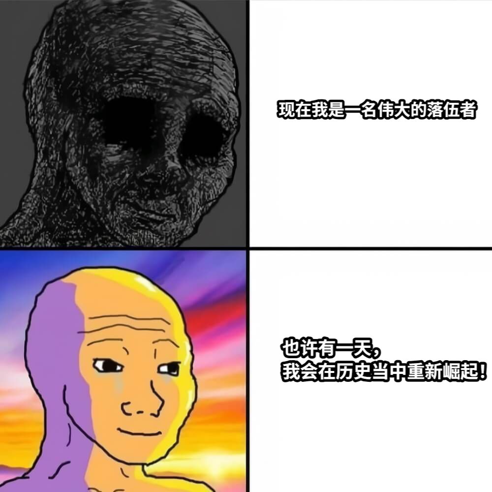 现在我是一名伟大的落伍者也许有一天，我会在历史当中重新崛起！