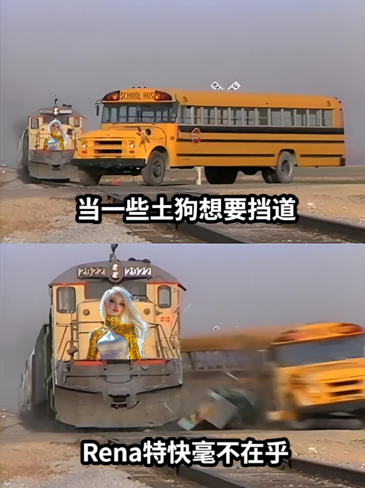 当一些土狗想要挡道Rena特快毫不在乎