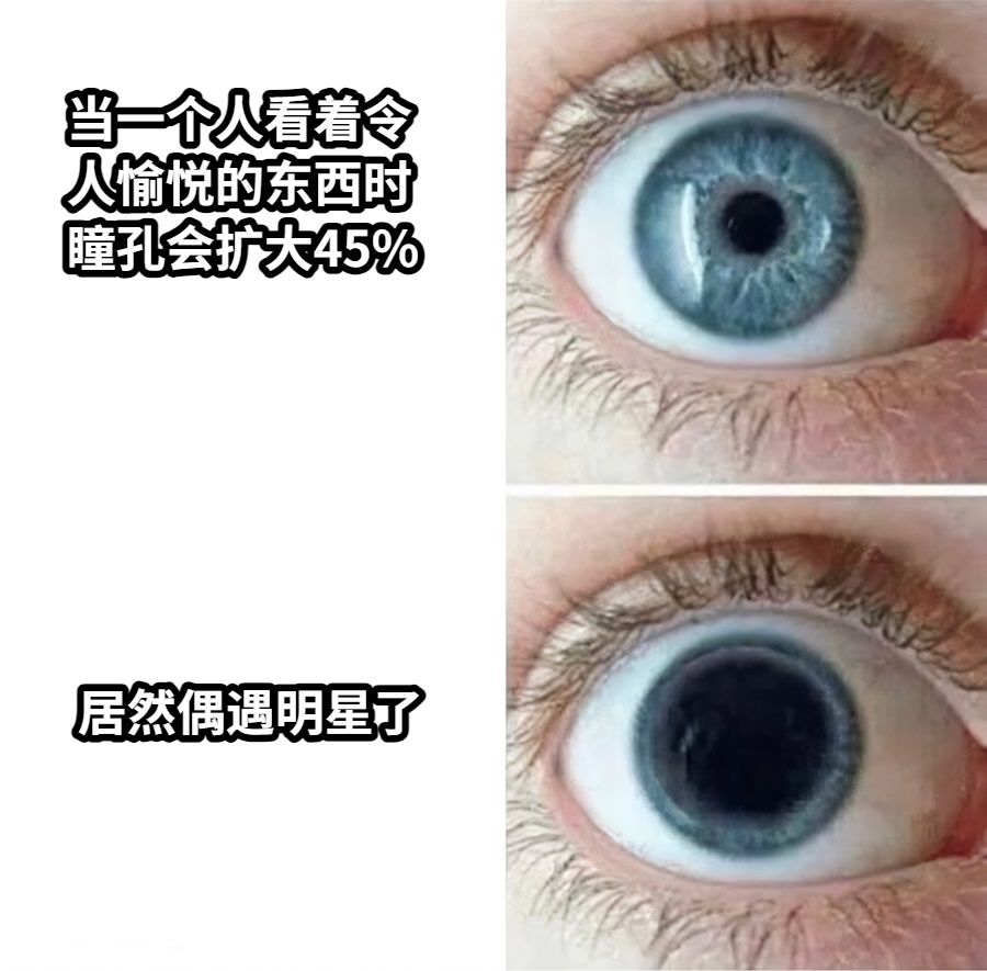 当一个人看着令人愉悦的东西时瞳孔会扩大45%居然偶遇明星了