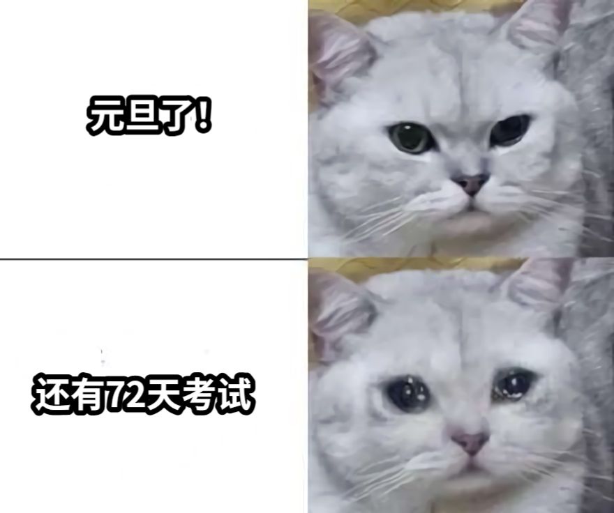 元旦了！还有72天考试