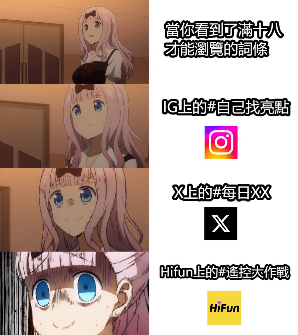 當你看到了滿十八才能瀏覽的詞條IG上的#自己找亮點X上的#每日XXHifun上的#遙控大作戰