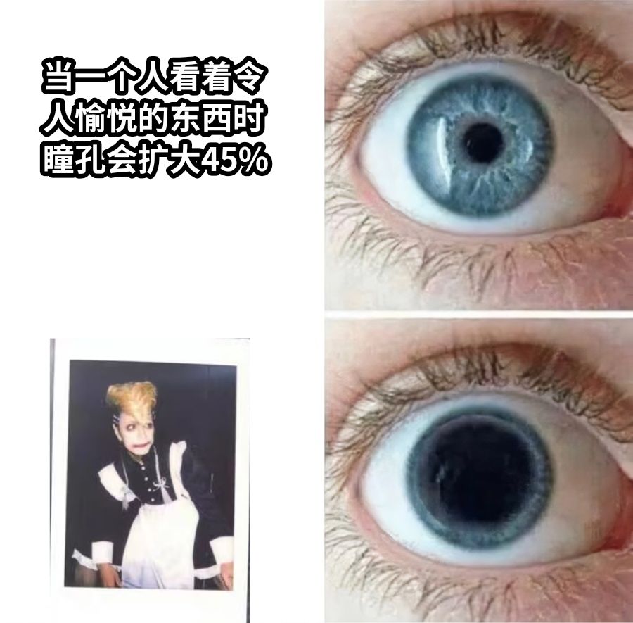 当一个人看着令人愉悦的东西时瞳孔会扩大45%编写你想要的文字