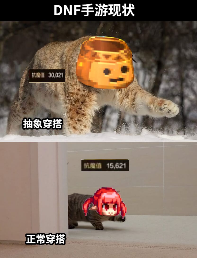 DNF手游现状抽象穿搭正常穿搭