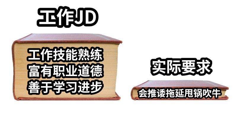 工作JD实际要求会推诿拖延甩锅吹牛工作技能熟练富有职业道德善于学习进步