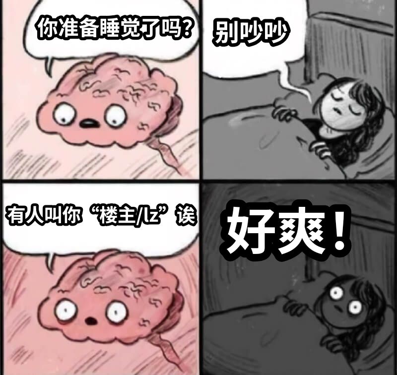 你准备睡觉了吗？别吵吵有人叫你“楼主/lz”诶好爽！