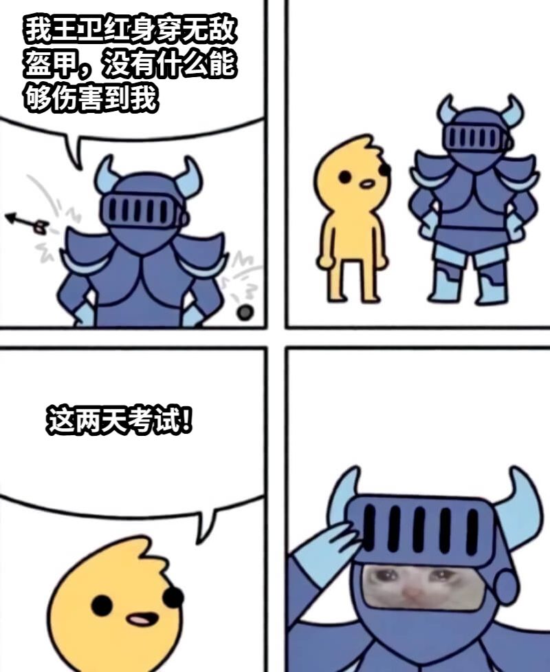 我王卫红身穿无敌盔甲，没有什么能够伤害到我这两天考试！
