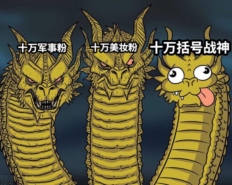 十万军事粉十万美妆粉十万括号战神
