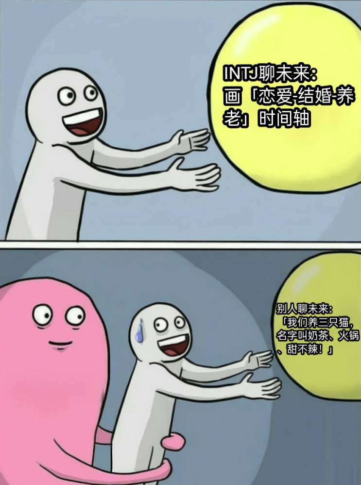 INTJ聊未来：画「恋爱-结婚-养老」时间轴别人聊未来：「我们养三只猫，名字叫奶茶、火锅、甜不辣！」