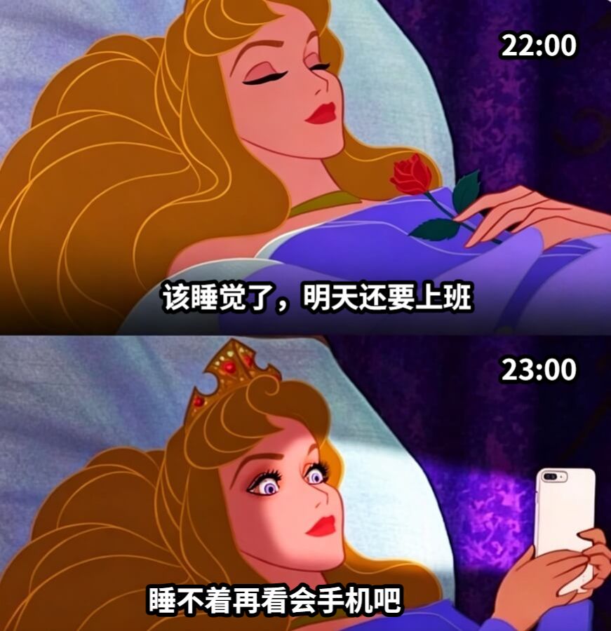 美女公主半夜睡不着失眠了只能玩手机